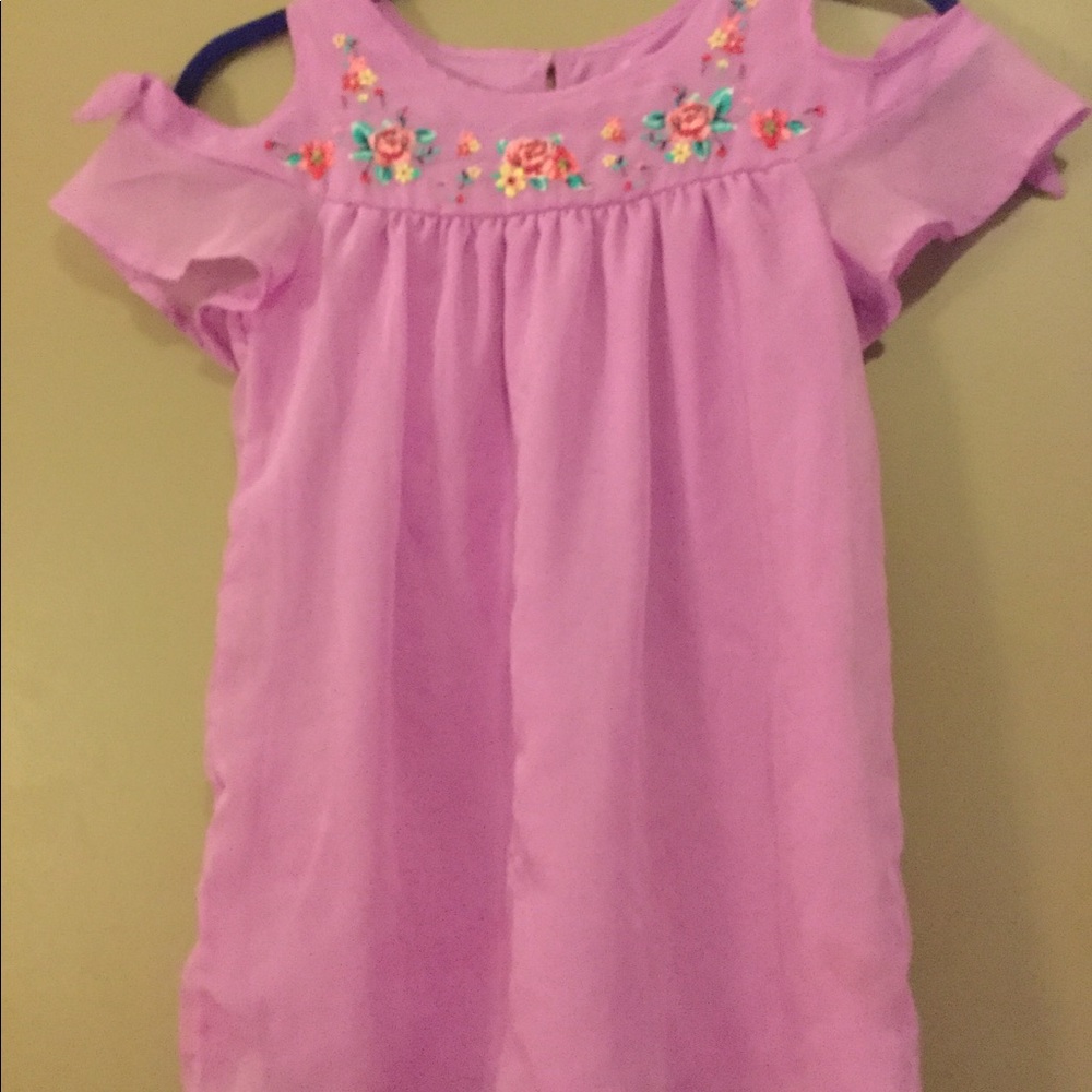 Purple cold shoulder top